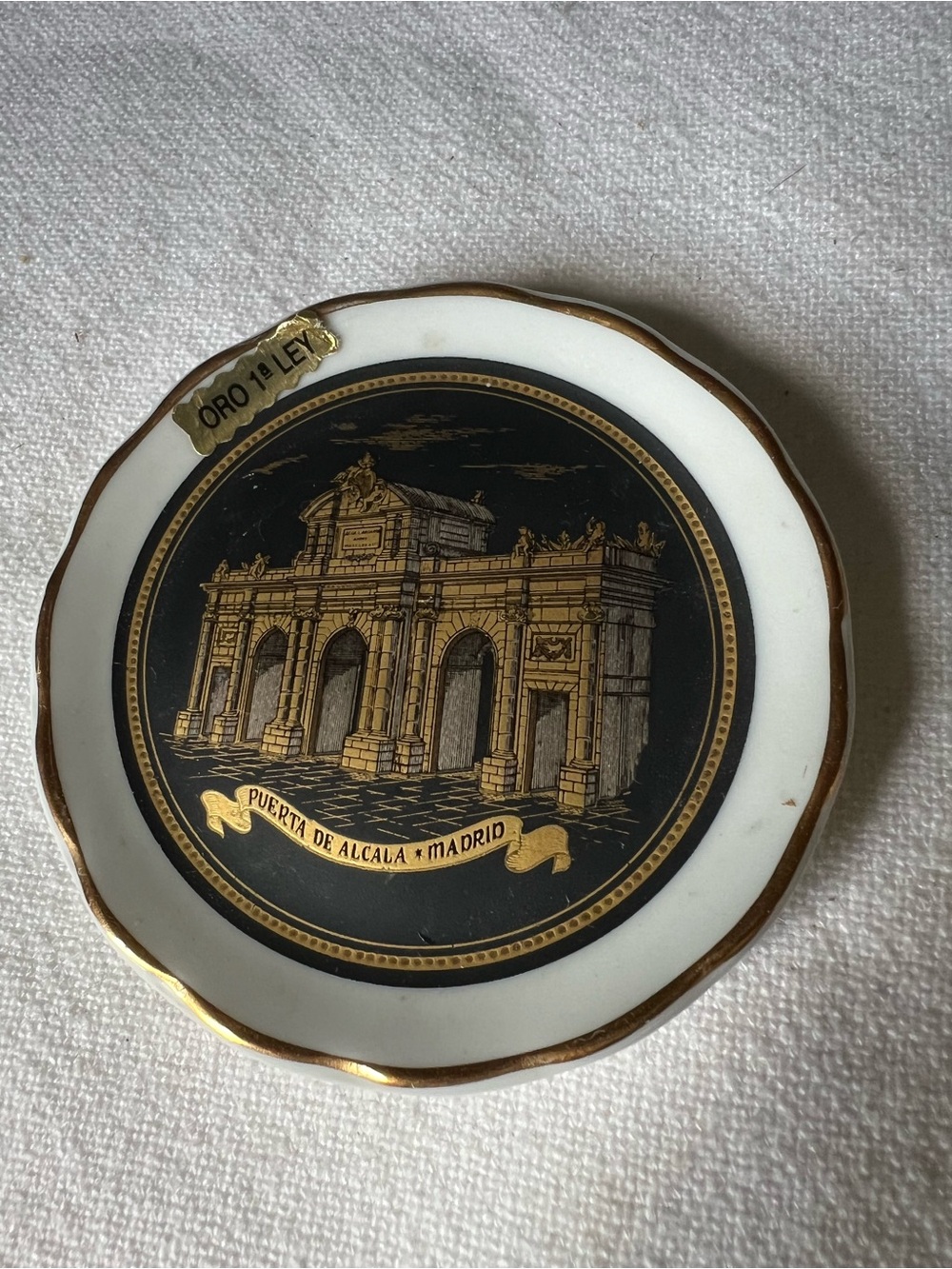 Puerta de Alcalá Madrid Decorative Trinket Dish with Gold Accent